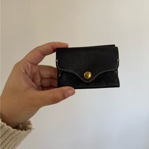 Fossil Women’s Heritage Trifold Wallet Black Leather Gold Hardware